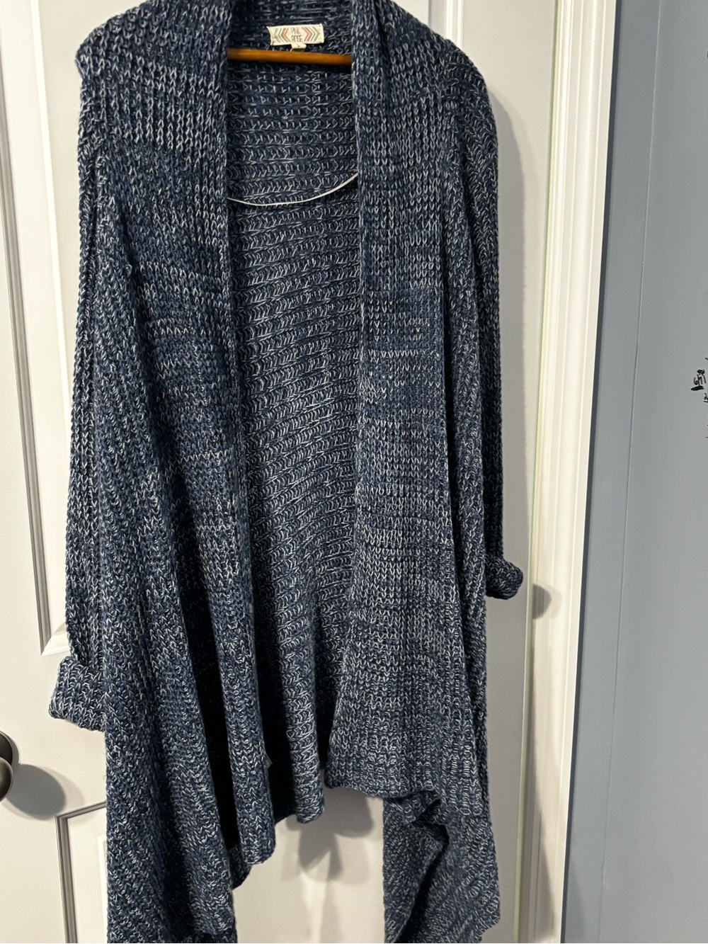 Cozy Open-Front Navy Knit Cardigan Sweater